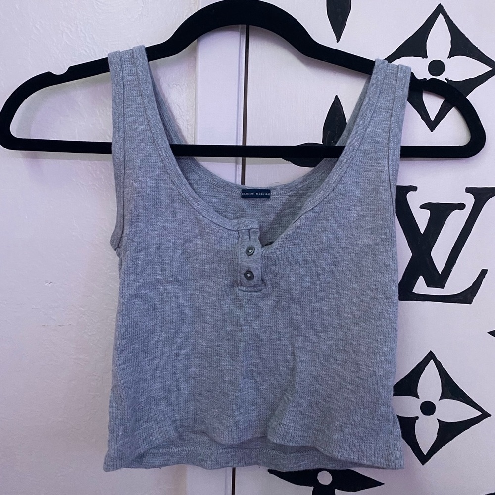 Brandy melville gray Dalis 3 button top